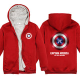 Captain America Hoodie Revenge Alliance Shield plus Velvet Thickened Couple Wear Cardigan Jacket