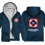 Captain America Hoodie Revenge Alliance Shield plus Velvet Thickened Couple Wear Cardigan Jacket