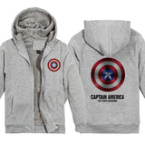 Captain America Hoodie Revenge Alliance Shield plus Velvet Thickened Couple Wear Cardigan Jacket
