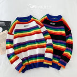 Winter Men's round Neck Loose Striped Pullover Sweater Sweater Large Size Fashion Casual Bottoming Shirt Men Pullover Sweaters