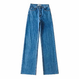 100 Cotton Jeans Women Fall High Waist Raw Hem Wide Leg Mop Pants Women Baggy Straight Trousers Trousers