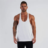 Fitness Mens Sleeveless T-shirt Gym Training Tank Tops & Stringer Vests Men's Sportswear Cotton Men's Vest I-Shaped Large Size Loose