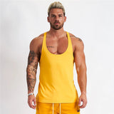 Fitness Mens Sleeveless T-shirt Gym Training Tank Tops & Stringer Vests Men's Sportswear Cotton Men's Vest I-Shaped Large Size Loose