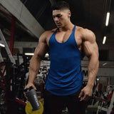 Fitness Mens Sleeveless T-shirt Gym Training Tank Tops & Stringer Vests Men's Sportswear Cotton Men's Vest I-Shaped Large Size Loose