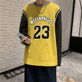 Men Long Sleeve T-Shirts Wear Fake Two Pieces