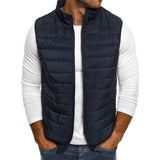 Men's Vest Casual Sleeveless Jacket Men Jacket Fall Winter Fashion Men's Pure Color Simple Cotton-Padded Vest Men