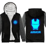 Captain America Hoodie Avengers Iron Man Autumn and Winter Fleece-Lined Men's Coat
