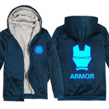 Captain America Hoodie Avengers Iron Man Autumn and Winter Fleece-Lined Men's Coat