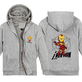 Captain America Hoodie Avengers Iron Man Autumn and Winter Fleece-Lined Men's Coat