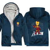 Captain America Hoodie Avengers Iron Man Autumn and Winter Fleece-Lined Men's Coat