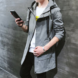 Men's Trench Coat Casual Mid-Length plus Size Trench Coat Men's Hooded Fashion Jacket Coat Men Spring Trench Coat