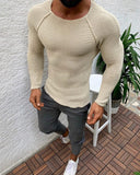 Long Sleeve Round Neck Knitted Pullover Sweater for Men