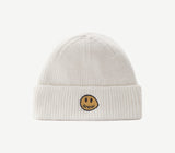 Mens Beanies Hat Female Autumn and Winter Outdoor Keep Warm Woolen Cap Cute Smiling Face Embroidery Knitted Hat