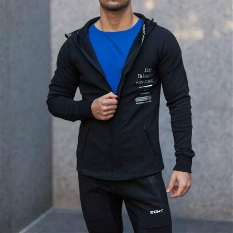 Gyms Fitness Men Sports Hoodie Bodybuilding Workout Jogging Men's Athletic Sweatshirts Autumn and Winter Sports Casual Cotton Jacket Running Climbing Hooded Sweater