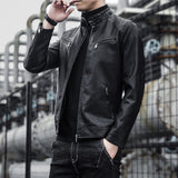 Hand Painted Leather Jackets Spring and Autumn Men's PU Leather Coat Men's Stand-up Collar Slim Fit Motorcycle Clothing