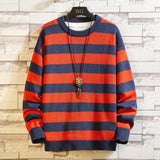 Winter Men's round Neck Striped Pullover Sweater Youth Fashion Trends Casual Bottoming Shirt Men Pullover Sweaters