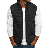 Men's Vest Casual Sleeveless Jacket Men Jacket Fall Winter Fashion Men's Pure Color Simple Cotton-Padded Vest Men