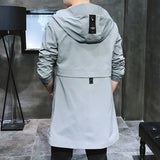Men's Trench Coat Casual Mid-Length plus Size Trench Coat Men's Hooded Fashion Jacket Coat Men Spring Trench Coat