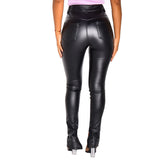 Faux Leather Pants Casual Pants Summer High Waist Slimming and Tight Women's Pants