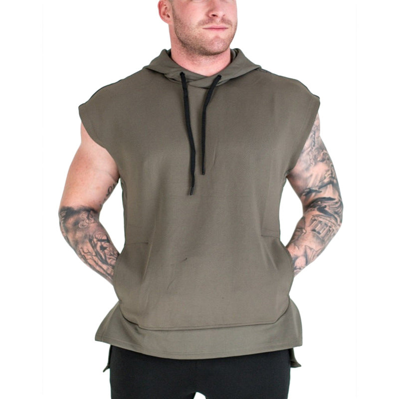 Gyms Fitness Men Sports Hoodie Bodybuilding Workout Jogging Men's Athletic Sweatshirts Men's Sports Running Basketball Training Casual Hooded Short Sleeve