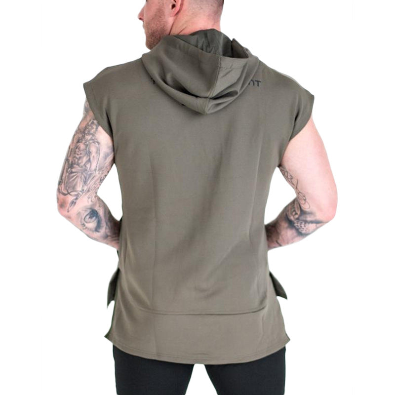 Gyms Fitness Men Sports Hoodie Bodybuilding Workout Jogging Men's Athletic Sweatshirts Men's Sports Running Basketball Training Casual Hooded Short Sleeve