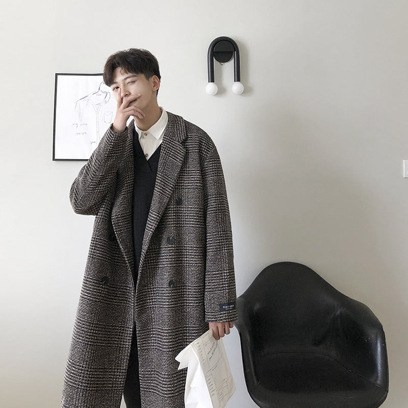 Fall Winter Men Windbreaker Loose plus Size Vintage Top Casual Coat Trench Coat Men Trench Coat