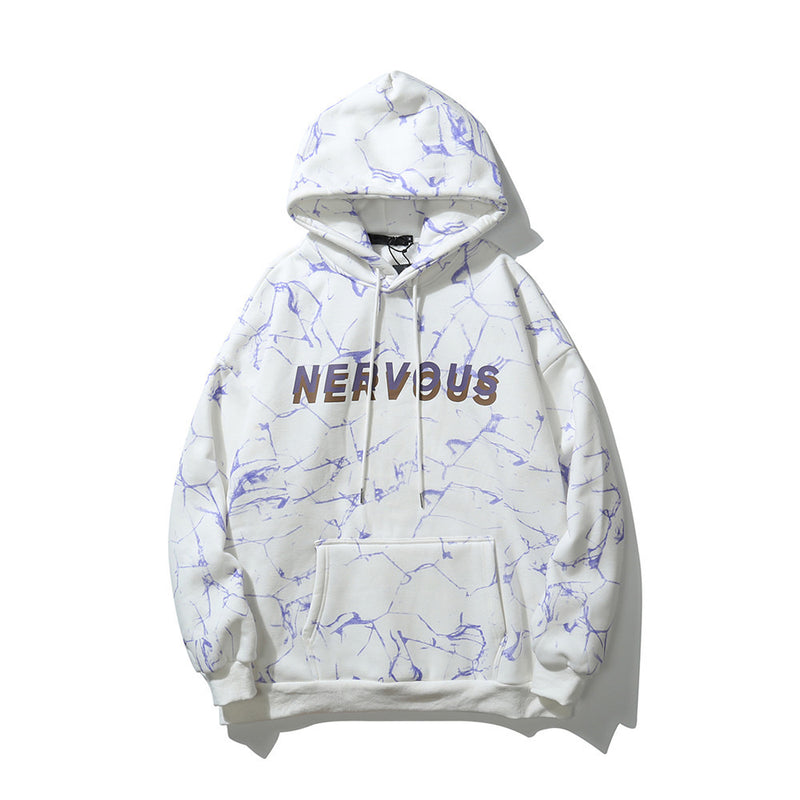 Printed Sweater Men's plus Size Retro Sports Jacket Casual Loose Pullover Fleece Lined Sweatshirt Men Thermal Hoodie