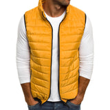 Men's Vest Casual Sleeveless Jacket Men Jacket Fall Winter Fashion Men's Pure Color Simple Cotton-Padded Vest Men