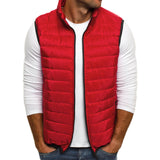 Men's Vest Casual Sleeveless Jacket Men Jacket Fall Winter Fashion Men's Pure Color Simple Cotton-Padded Vest Men