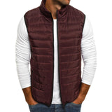 Men's Vest Casual Sleeveless Jacket Men Jacket Fall Winter Fashion Men's Pure Color Simple Cotton-Padded Vest Men