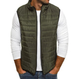 Men's Vest Casual Sleeveless Jacket Men Jacket Fall Winter Fashion Men's Pure Color Simple Cotton-Padded Vest Men