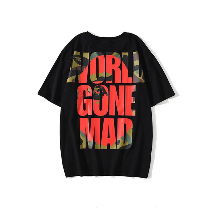 A Ape Print T Shirt Summer Monkey Head Letter Short Sleeve T-shirt