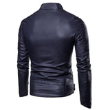 Urban Leather Jacket Autumn and Winter Motorcycle Leather Jacket Men's Fleece-Lined Thickened Casual Leather Clothing Coat
