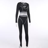 Line Slim Fit Patchwork Sexy Sports Suit set