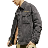Denim Coat Men's Clothing Spring and Autumn Tops Loose-Fitting Denim Clothes plus Size Loose Men Denim Jacket