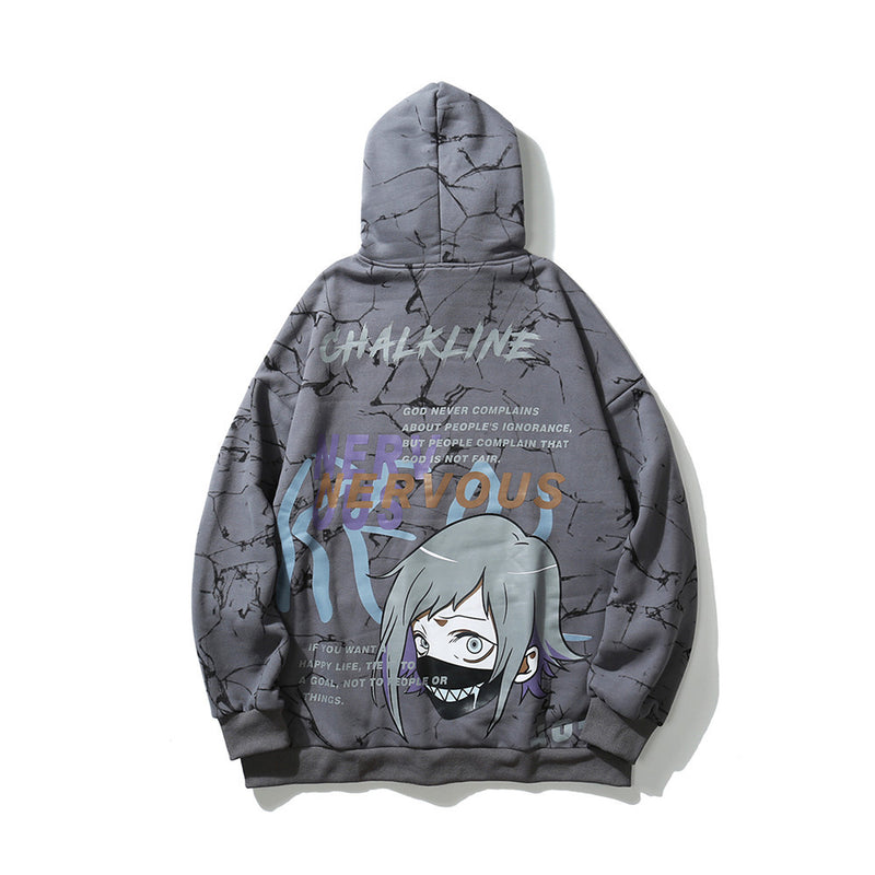 Printed Sweater Men's plus Size Retro Sports Jacket Casual Loose Pullover Fleece Lined Sweatshirt Men Thermal Hoodie