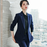Women Pants Suit Uniform Designs Formal Style Office Lady Bussiness Attire Pink Fall Winter Fashion Business Wear