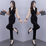 Women's Pants Suit Uniform Designs Formal Style Office Lady Bussiness Attire Autumn Fashion Waist-Controlled Slimming Suit Two-Piece Set for Women