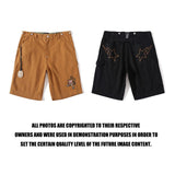 A Ape Print Shorts Shark Head Embroidery Tiger Head Tooling Shorts Men's Casual Pants