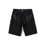 A Ape Print Shorts Shark Head Embroidery Tiger Head Tooling Shorts Men's Casual Pants