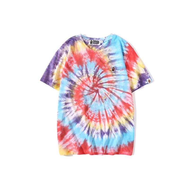 A Ape Print T Shirt Ape Head Color Tie-Dye T-shirt Short Sleeve