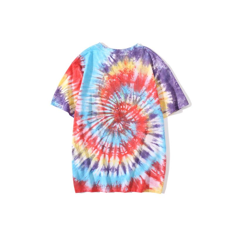 A Ape Print T Shirt Ape Head Color Tie-Dye T-shirt Short Sleeve