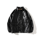 A Ape Print Coat Spring and Autumn Fashion Brand Leather Jacket Youth Fashion Leather Jacket