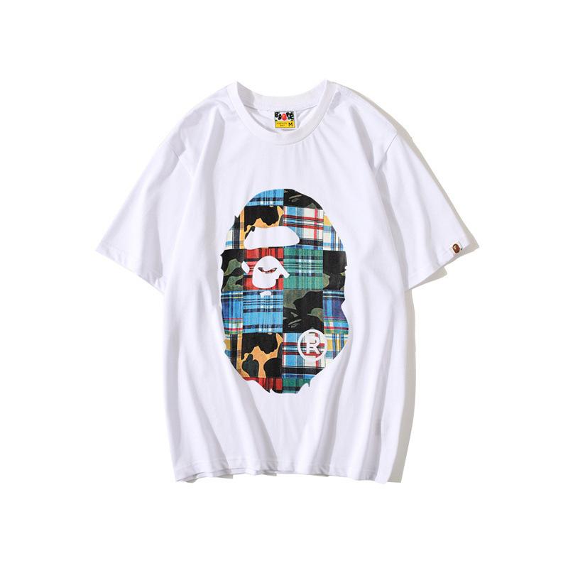 A Ape Print T Shirt Colored Mosaic Logo Printed T-shirt Short Sleeve Summer