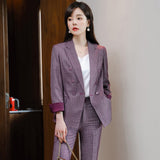 Women Pants Suit Uniform Designs Formal Style Office Lady Bussiness Attire Fall Fashion Small Suit Two Piece Set