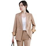 Women Pants Suit Uniform Designs Formal Style Office Lady Bussiness Attire Fall Fashion Small Suit Two Piece Set