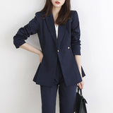 Women Pant Suit Uniform Designs Formal Style Office Lady Bussiness Attire Autumn Waist-Tight Small Suit Lace-up Two-Piece Suit