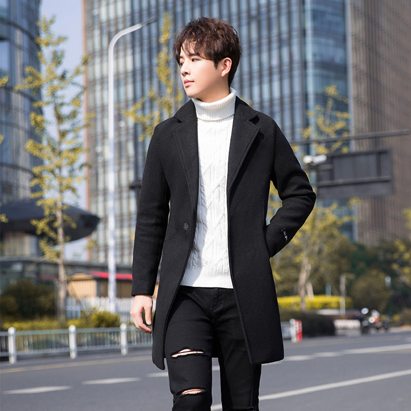 Men's Overcoat Men Thick Casual Jacket Men's Mid-Length Windbreaker Trend Men Spring Trench Coat