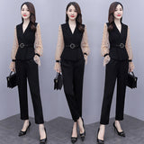 Women's Pants Suit Uniform Designs Formal Style Office Lady Bussiness Attire Autumn Fashion Waist-Controlled Slimming Suit Two-Piece Set for Women