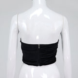 Women's Fashionable Velvet Corset with Steel Fork Cropped Small Top